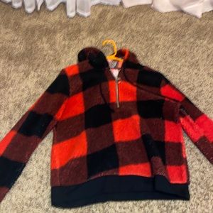 Red and black pullover